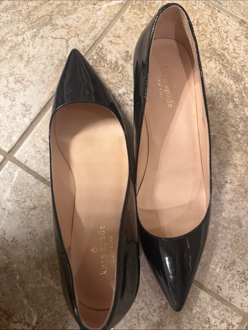 kate spade Black Patent Pointed-Toe Heels